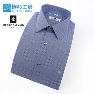 皮爾帕門pb藍底深藍及白點、時尚流行小點、合身長袖襯衫68164-05-襯衫工房