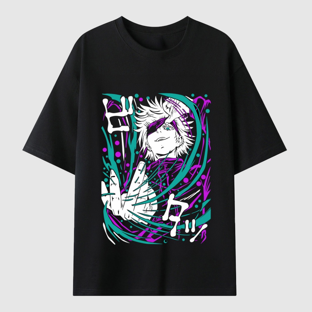 #現貨  五條悟 無下限術式 蒼 赫 茈 咒術迴戰 JUJUTSU-KAISEN 純棉落肩短Tee 台灣製