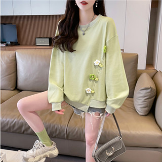胖胖美依 上衣 連帽T 長袖上衣M-XL複合滌華夫格秋季韓版女裝寬鬆時尚百搭上衣TCF02-A9742.
