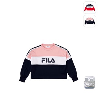 【FILA】KIDS 女童款 吸濕排汗 長袖 運動上衣-粉色 5TEX-8421-PK