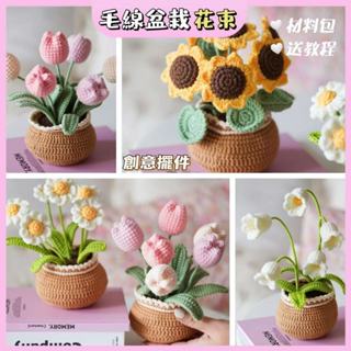 【醜小鴨】毛線盆栽 毛線花 編織花束 鬱金香盆栽 手工鉤針 編織DIY 毛線鉤織 毛線材料包 鉤針盆栽 盆栽擺飾 小擺件
