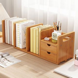 ✨免運 書架 伸縮書架 桌上收納 書桌架 書櫃 小書架 實木小書架桌面辦公家用置物架子桌上學生簡約書櫃可伸縮簡易書架