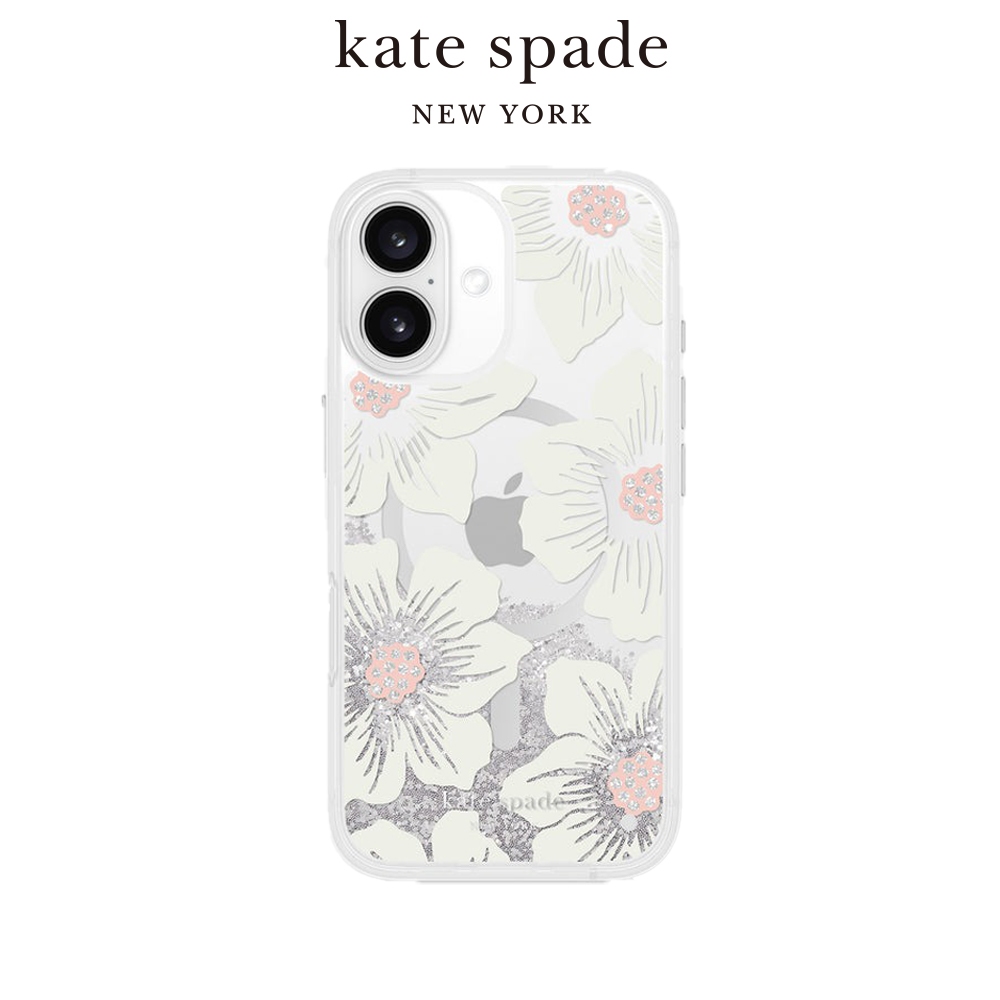 【kate spade】iPhone 16 系列 Magsafe 精品磁吸防摔流沙殼 經典蜀葵 手機殼