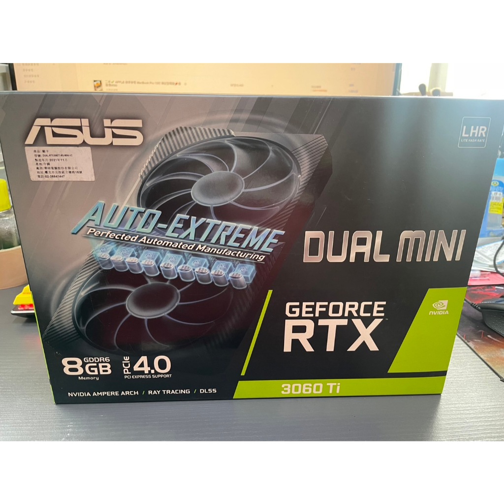 ASUS DUAL-RTX3060TI-O8G-MINI-V2 顯示卡 回原廠保養 二手已註冊保內📌優惠7500