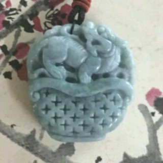 天空藍天然麒麟吊墜吊牌老東西文玩小把件吊飾擺件YPS24507-10