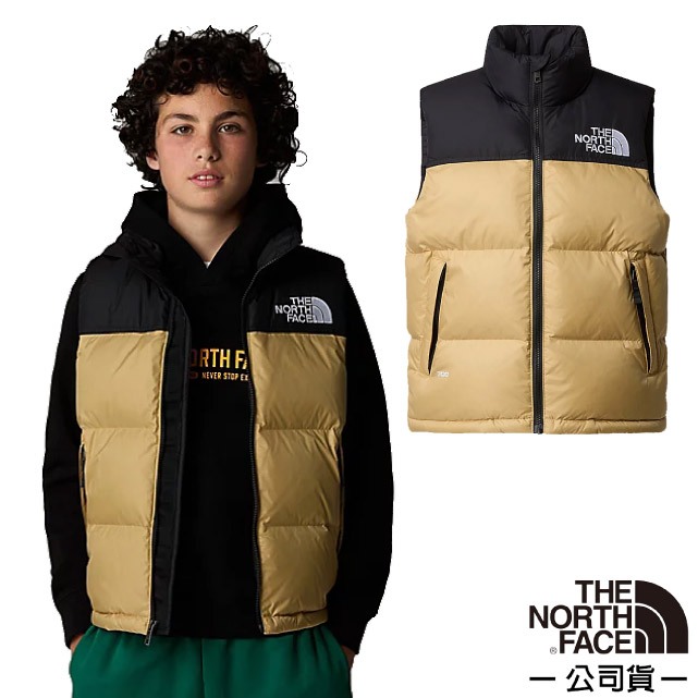 【The North Face】兒童 輕量防潑水保暖羽絨背心 防風馬甲/700蓬鬆度羽絨 可打包收納_石褐棕_8A4B