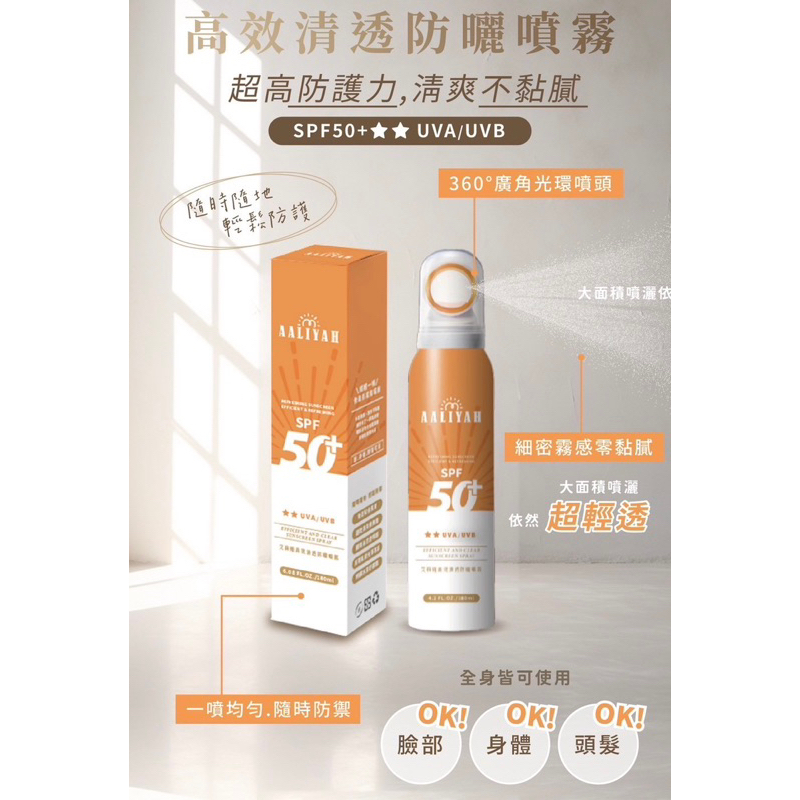 Aaliyah高效清透防曬噴霧☀️