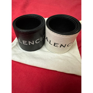 BALENCIAGA 巴黎世家真皮logo手環 黑白2色