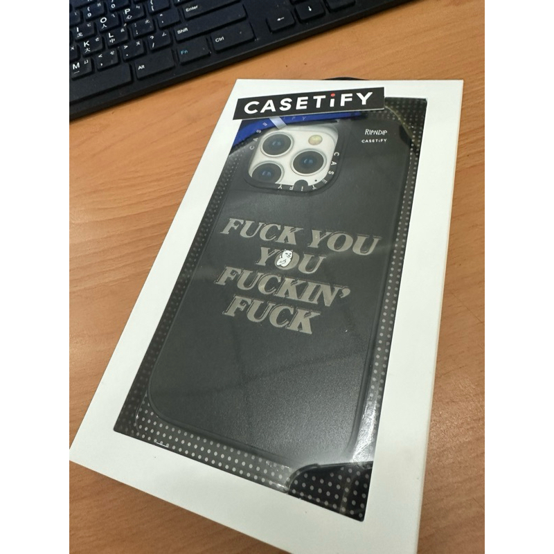 二手 iPhone 14 Pro Casetify fuckin fuck black case 中指貓 手機殼