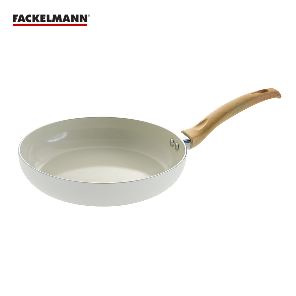 德國Fackelmann 珍珠奶白陶瓷不沾平底鍋(24cm)