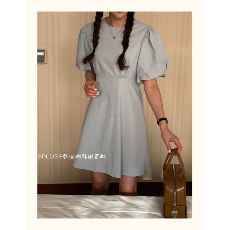 (二手)韓代 韓國代購 Juno 短袖蓬蓬袖洋裝 東大門 正韓洋裝