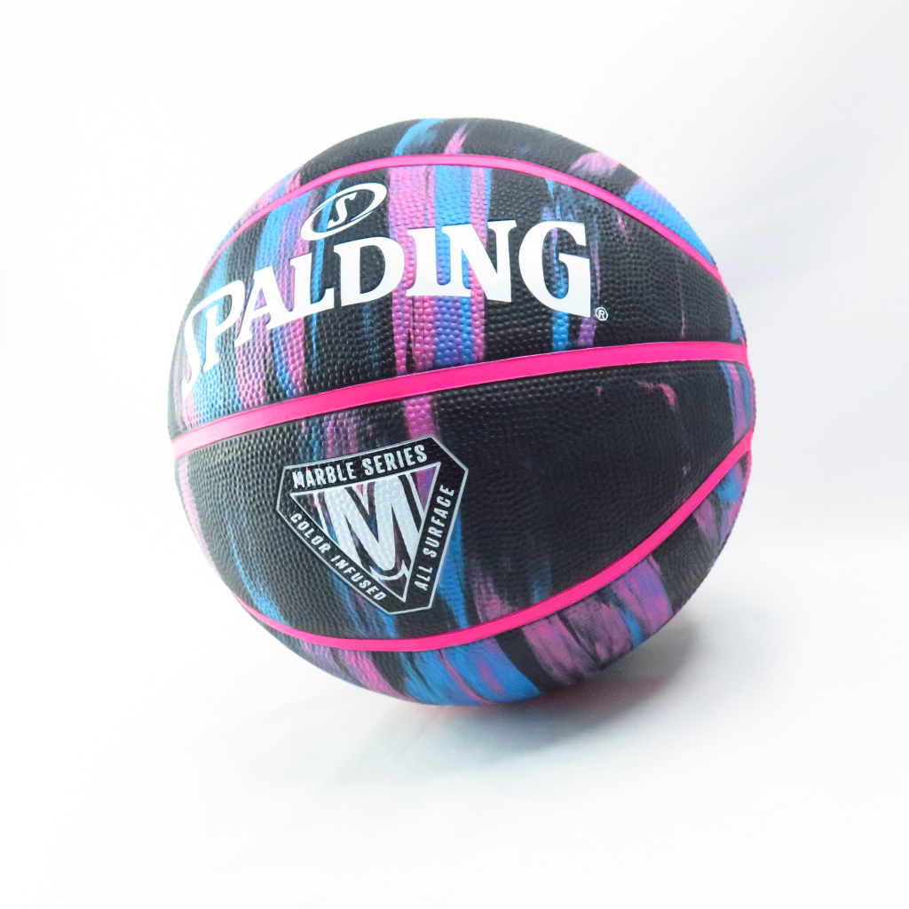 SPALDING 斯伯丁 籃球 SP 大理石系列 SPA84400 黑×粉紅×藍 橡膠 7號