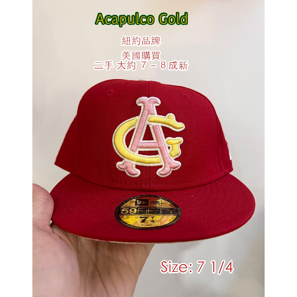 二手品 7 成 New Era x Acapulco Gold  59fifty 714 美國紐約品牌全封帽紅色下底印刷