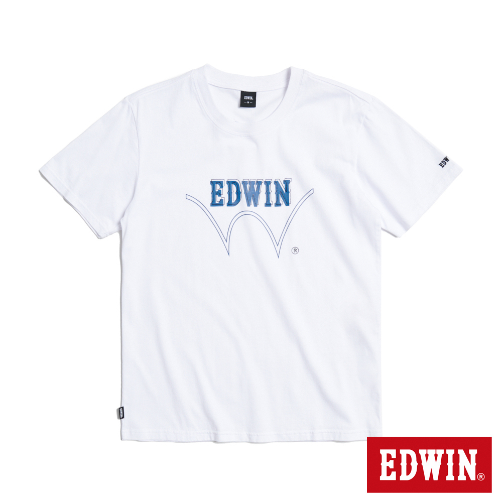 EDWIN W框線LOGO短袖T恤(白色)-男款