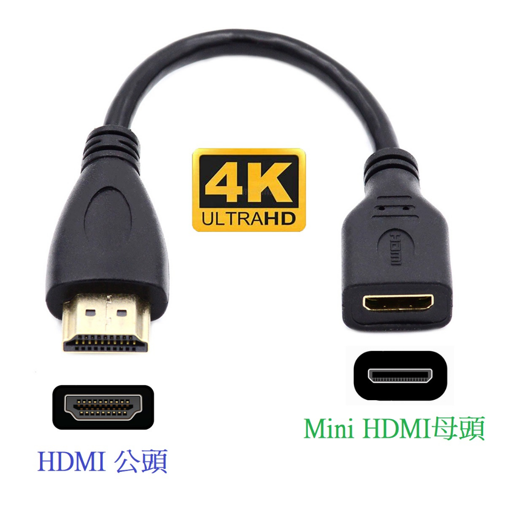 HD-014-AMCF Mini HDMI母對HDMI公轉接線 相機連接 DV連接 HDMI 1.4版 4K 60hz