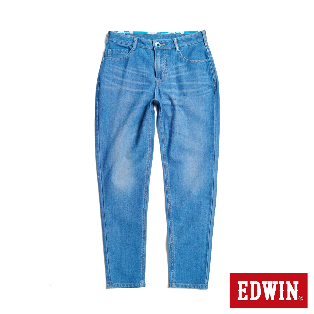 EDWIN JERSEYS 迦績 冰河玉永久涼感錐形牛仔褲(拔洗藍)-女款