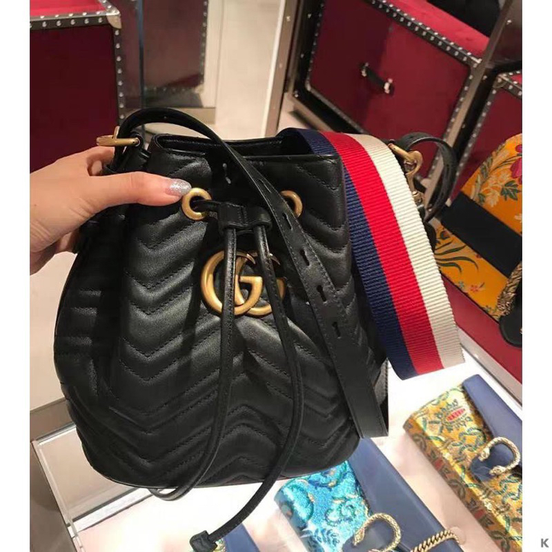 全新Gucci Marmont Quilted Leather Bucket 476674 可議刷卡真皮 水桶包 手提包