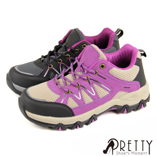 【Pretty】防潑水透氣網布反光拼接綁帶運動休閒鞋/登山鞋-女款 N-20592