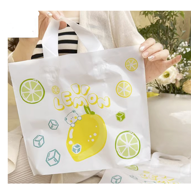 ♥現貨♥檸檬袋 塑膠手提袋 PE材質提袋 加厚提袋 購物袋 服飾袋 蛋糕袋 禮品袋包裝袋 環保袋
