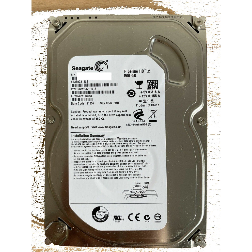 二手硬碟 希捷 Seagate ST3500312CS 500GB 格式化測試沒問題 蝦皮代開發票 國外真品平輸