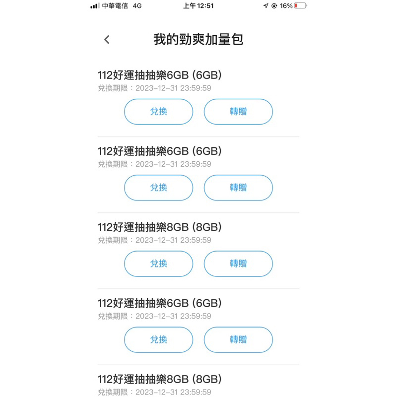 中華電信流量包 6g 8g 10g 30日無線上網 勁爽加量包