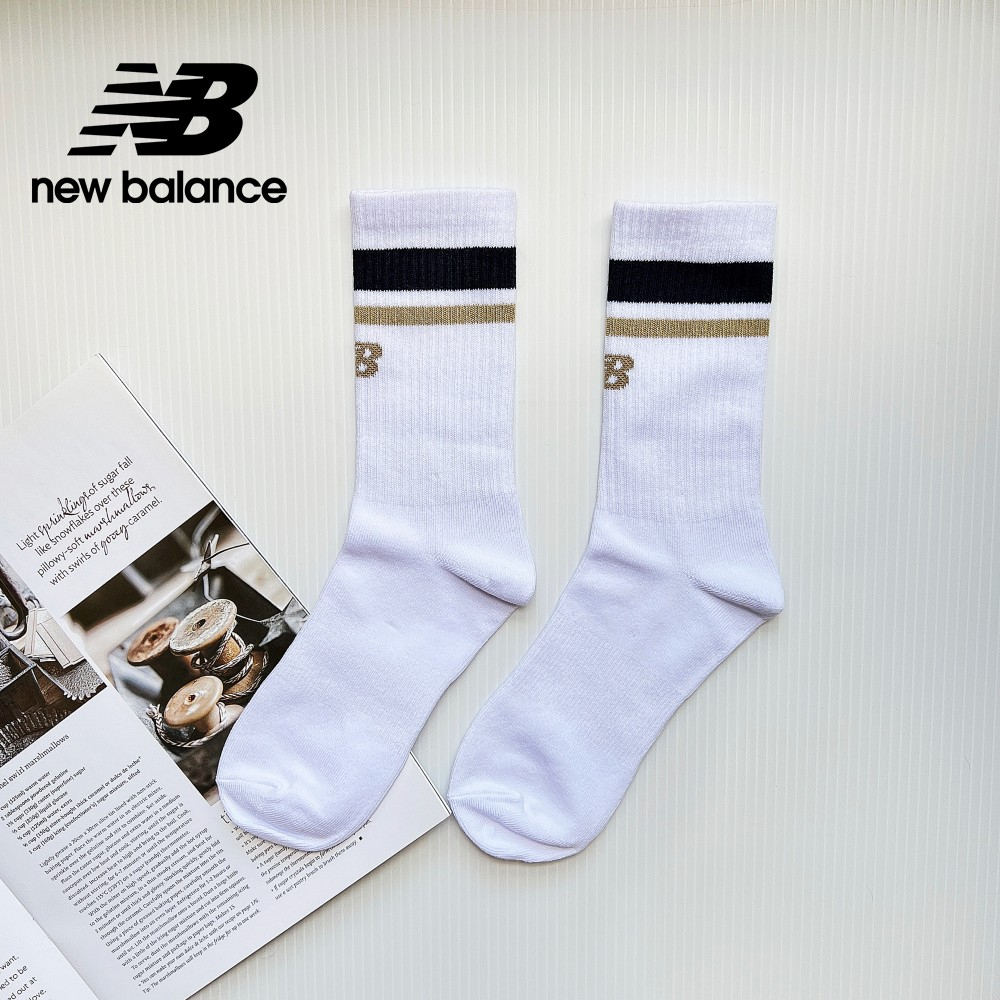 【New Balance】 NB MIT條紋中長襪_中性_白色_LAS32161WT