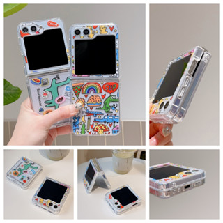 彩虹漢堡 恐龍打槍 Samsung三星Z Flip5 翻蓋手機殼 三星Galaxy zflip4 3 摺疊機手機殼 PC