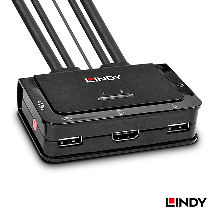 LINDY 林帝 2埠 USB TYPE-C &amp; HDMI2.0 TO HDMI2.0 帶線KVM切換器 (42347)