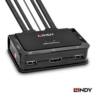 LINDY 林帝 2埠 USB TYPE-C & HDMI2.0 TO HDMI2.0 帶線KVM切換器 (42347)