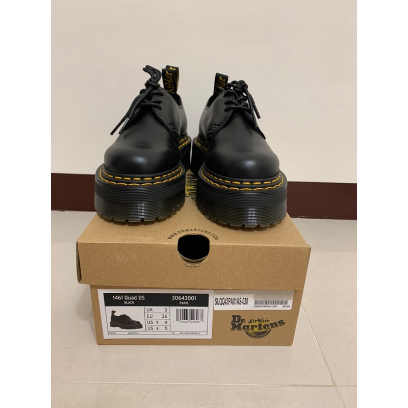 二手Dr.Martens 英國 馬汀大夫 黑 1461 QUAD DS 雙線3孔 UK3厚底