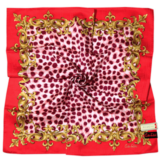Falchi歐式圖騰動物紋印花方型絲巾(紅色)989105