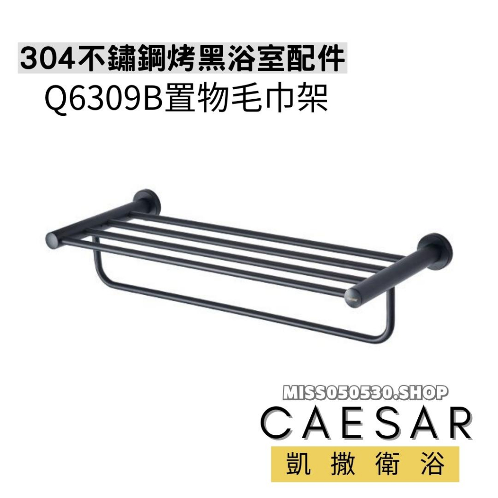 Caesar 凱撒衛浴 Q6309B 烤漆黑 不鏽鋼 304不鏽鋼 置物架 置物毛巾架 浴室置物架 浴室配件