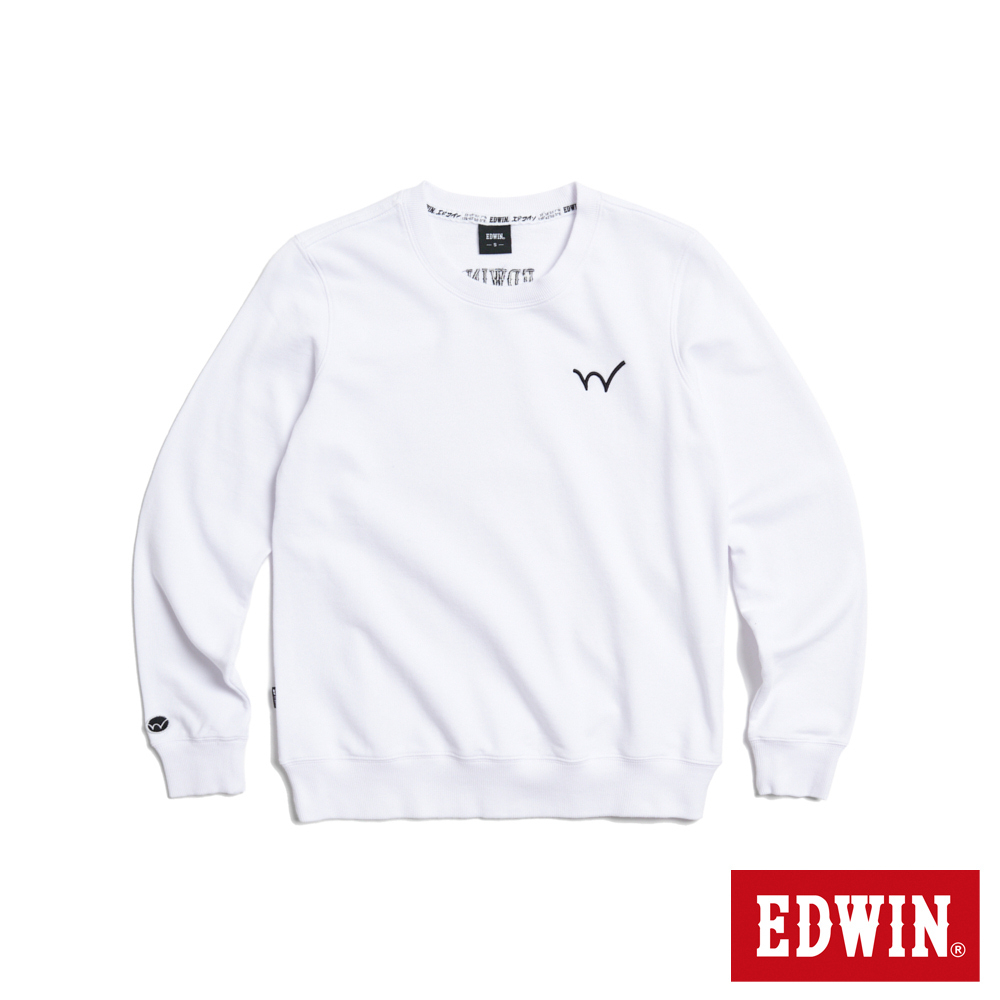 EDWIN 經典小W繡厚長袖T恤(白色)-女款