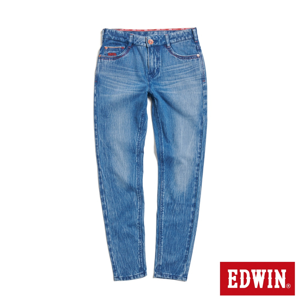EDWIN 東京紅360°迦績棉彈小直筒牛仔褲(拔洗藍)-女款