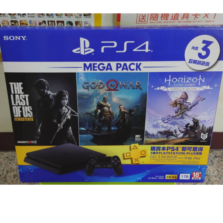 PS4~主機MEGA PACK極致黑cuh-2218b 1TB SLIM單主機[中古9成新]附外盒版本10.01