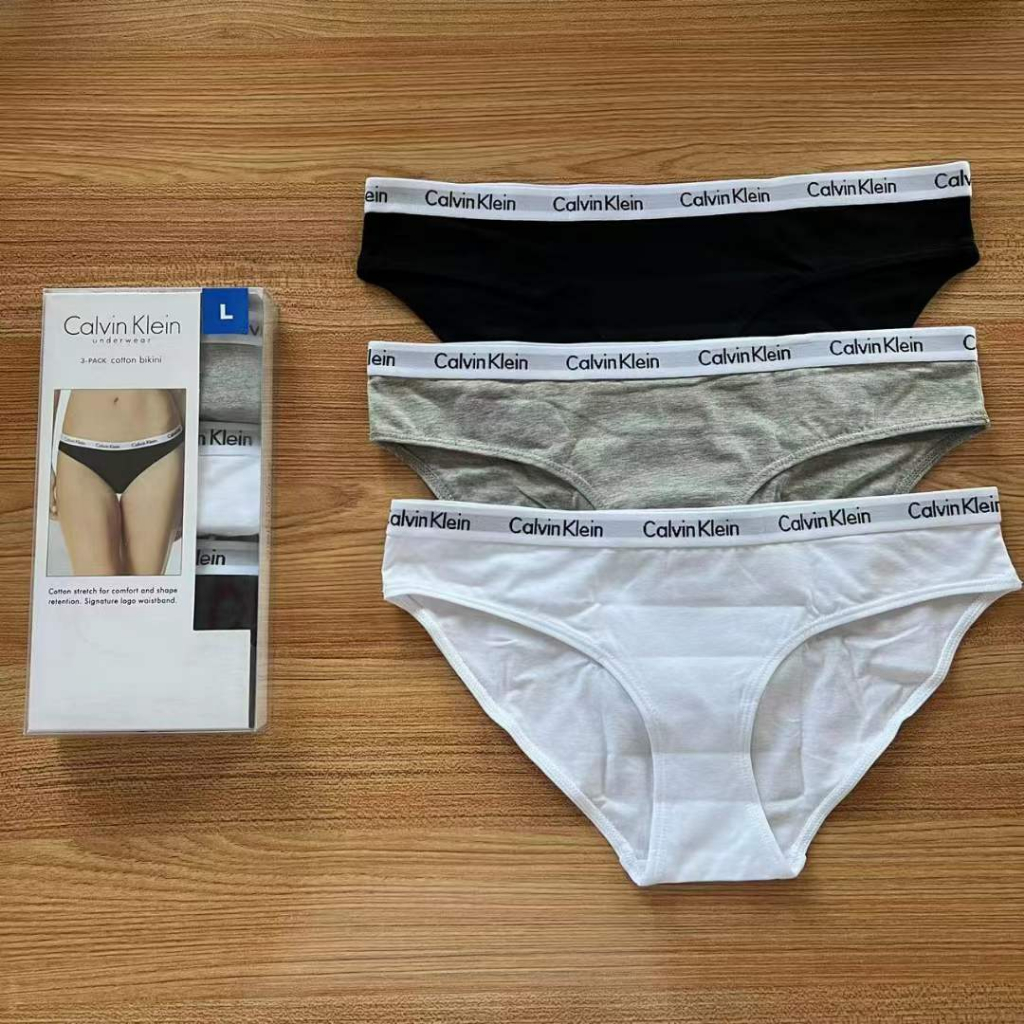 CK Calvin Klein 女三角褲 三角褲 女內褲 女生內褲  女性三角內褲 三入盒裝 黑/白/灰