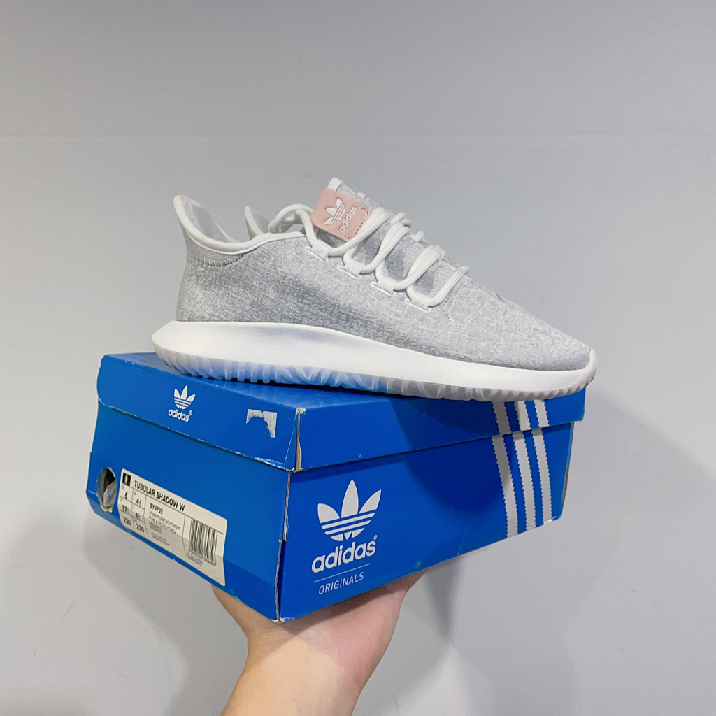 Sugar_tw - 現貨 Adidas Tubular Shadow Knit 灰白 粉紅 小350 BY9735