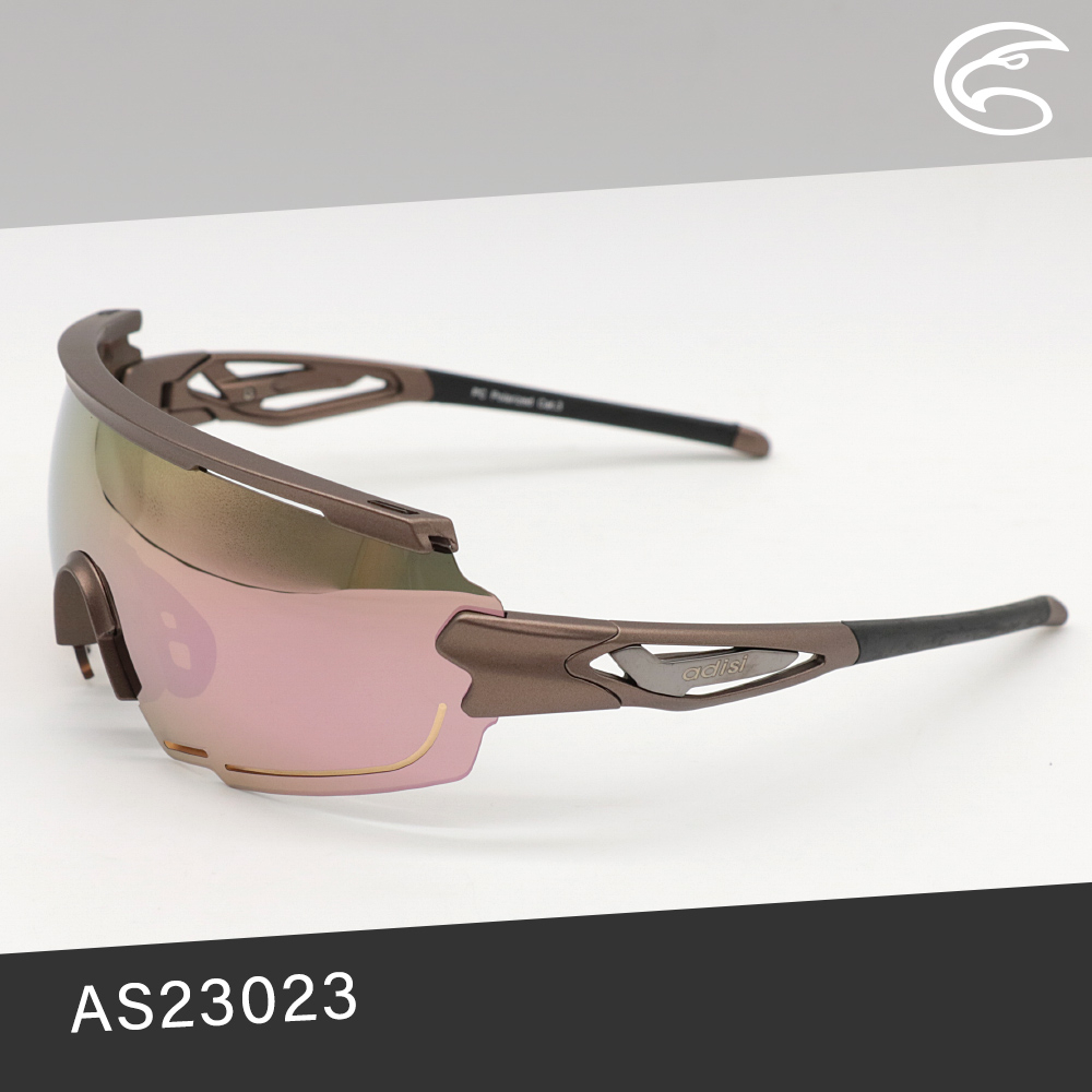 ADISI 太陽眼鏡 AS23023 / 金屬茶框 (茶色片) + 玫瑰金REVO鍍膜