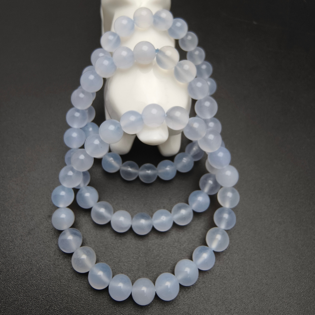 [藏石] C0104 藍玉髓 8mm+ 水晶 手串 手珠 圓珠 手鍊 送禮 天然 台灣現貨