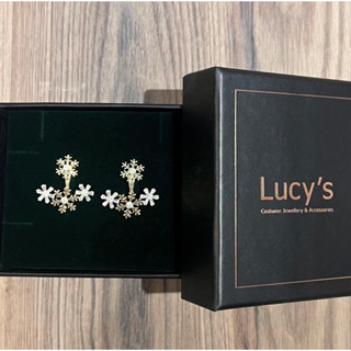 Lucy’s正品 金銀閃鑽雪花耳環 女款 韓風 聖誕飾品 耳夾