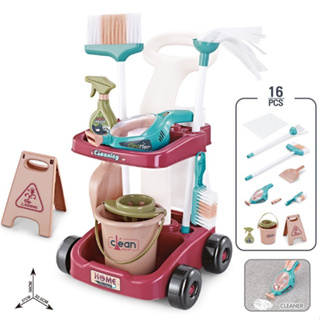 《薇妮玩具》新款仿真清掃清潔玩具 兒童迷你掃把 衛生清潔套 清掃組 推車套裝 辦家家酒 12-3460 安全標章合格玩具