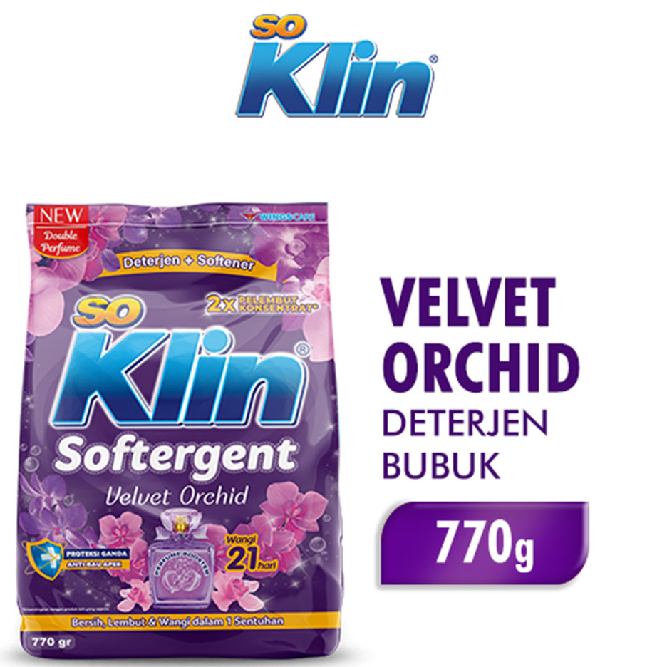 【Eileen小舖】印尼 SoKlin Softergent 絲絨蘭花 香水洗衣粉 770g 清潔衣物 香氛除臭 洗衣精