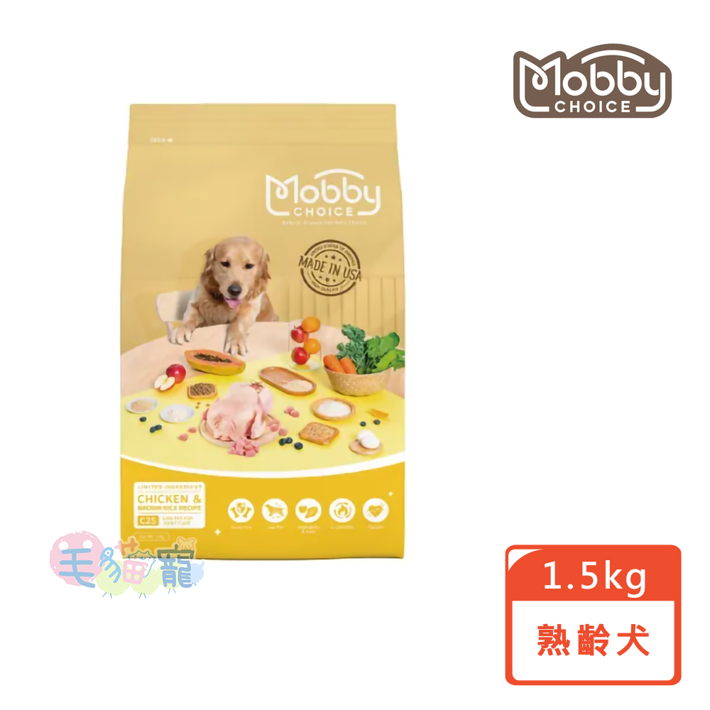 【Mobby莫比】C25 雞肉米低卡關節食譜1.5kg 3kg 肥老犬 關節 犬飼料 毛貓寵