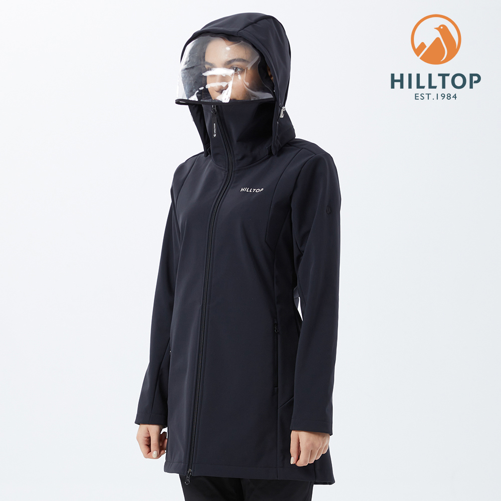 【HILLTOP山頂鳥】 ViralOff® 女款抗菌防水長版刷毛防護外套 黑｜PH21XF21ECA0