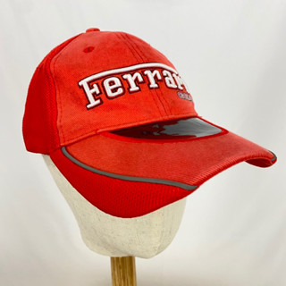 古著 Ferrari Gear 老品 法拉利 拉力 賽車 刺繡Logo 法拉利紅 遮陽墨鏡膠片帽沿 老帽 棒球帽