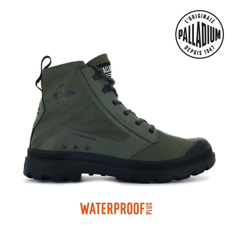 全新現貨 PALLADIUM PAMPA X TECH WP+米其林科技聯名橘標防水靴-中性-軍事綠 77040 309