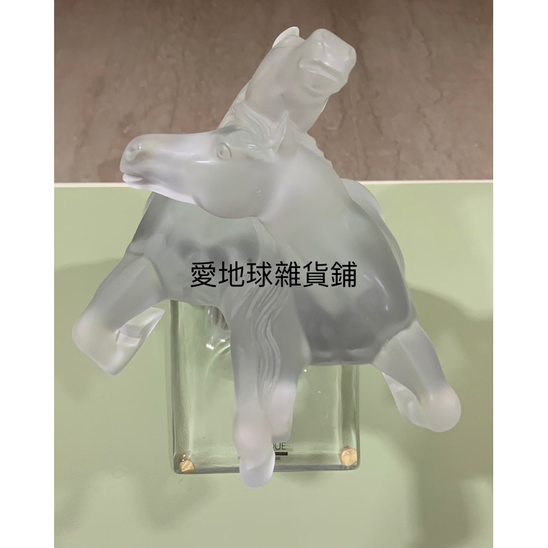 LALIQUE 法國萊儷 水晶 玻璃 立式雙馬擺飾 居家擺設 藝術品 收藏品 絕版品二手出清 限定自取