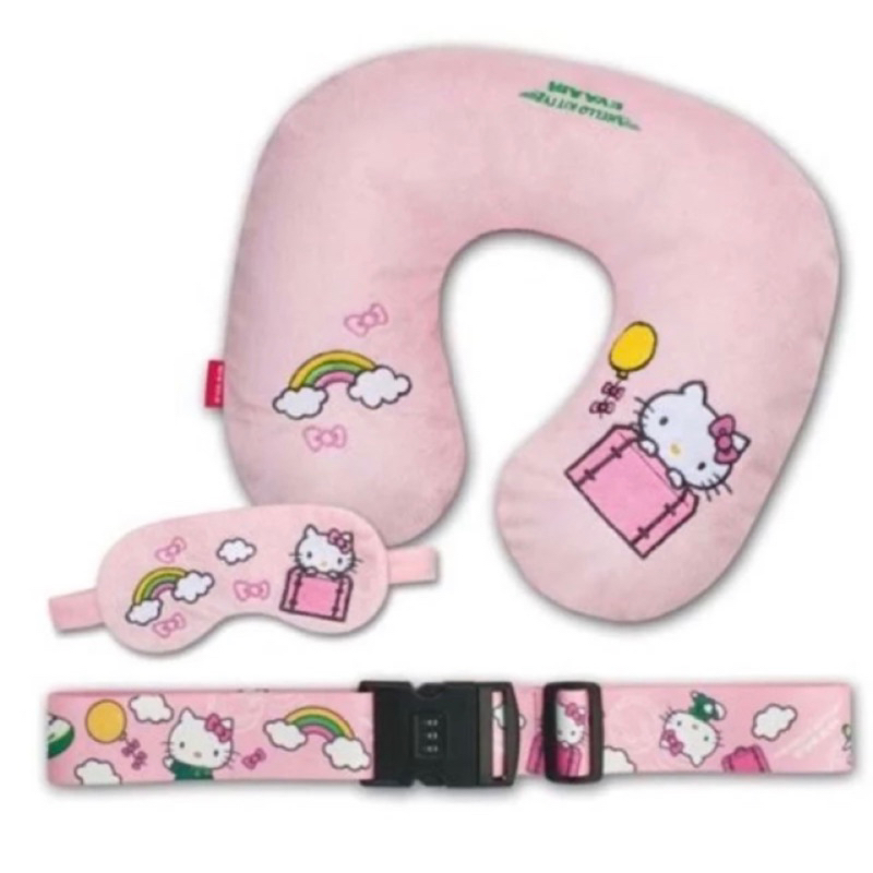 Hello Kitty長榮航空 旅行組 內含頸枕 、眼罩、行李帶 機場限定絕版品