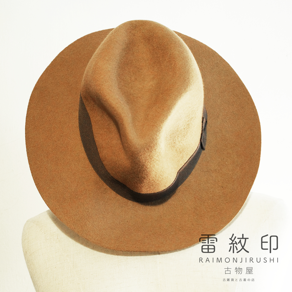 【雷紋印古物屋】【二手】WEGO Vintage 日本 純羊毛 巴拿馬帽 牛仔帽 紳士帽 軟呢帽 寬邊帽 帽子 枇杷茶色