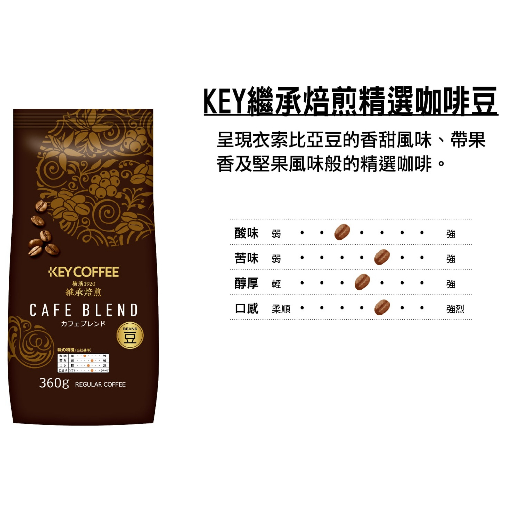 【正版全新】日本KEY COFFEE 繼承焙煎咖啡豆 精選系列 360g